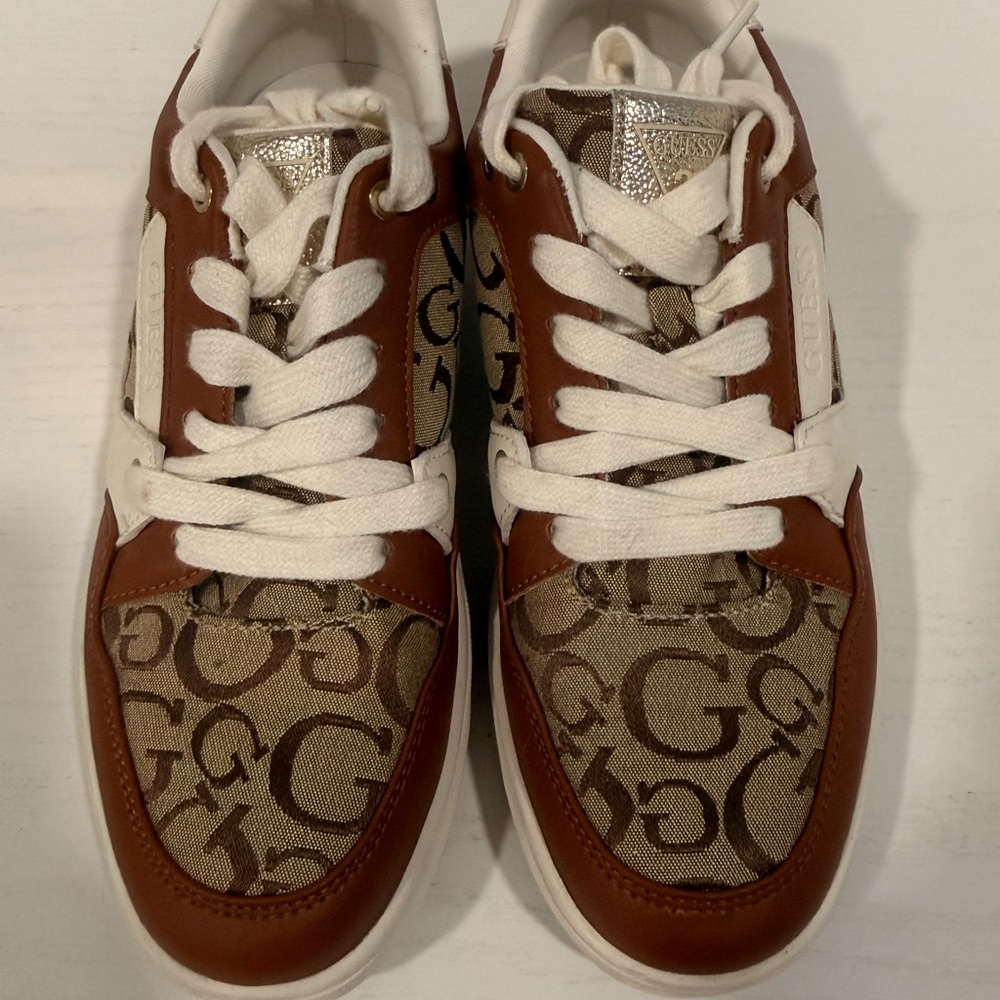 Guess Gold and Brown Logo Sneakers